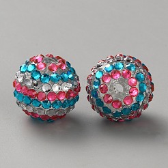 樹脂製ラインストーンビーズ  縞模様の丸い  DIYペン作りのジュエリー用品  アクアマリン  20x19mm  穴：2.5mm&nbsp;RB-WH0003-08G