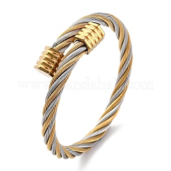 304 Stainless Steel Torque Bangles for Women&nbsp;BJEW-P310-21GP