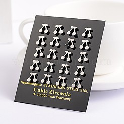 変色しにくいチェリー304ステンレススチール製イヤリング  低刺激性のイヤリング  ステンレス鋼色  8x8mm  ピン：0.7mm&nbsp;EJEW-F0075-106P
