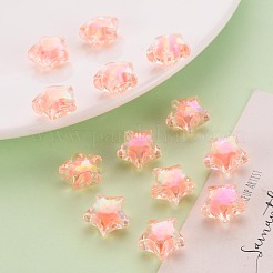 透明なアクリルビーズ  二層ビーズ  ABカラー  多面カット  スター  鮭色  14x15x8.5mm  穴：2mm  約518個/500g&nbsp;X-TACR-S152-02D-SS2109