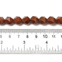 合成ゴールドストーン金砂石ビーズ連売り  スターカットラウンドビーズ  多面カット  9~10x10mm  穴：1mm  約39個/連  15.16''~15.39''（38.5~39.1センチメートル）&nbsp;G-K382-A17-03