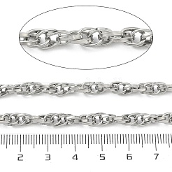 304ステンレスロープチェーン  溶接されていない  ステンレス鋼色  6.5x4.5x1.5mm  2m / pc&nbsp;CHS-B012-01B-P