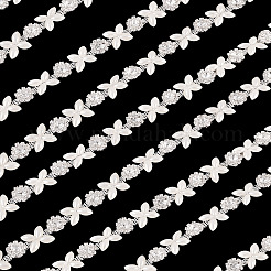 花の鉄ラインストーンカップチェーン  プラスチック模造真珠付き  マスクと衣装のアクセサリー  プラチナ  14mm&nbsp;FIND-TAC0007-19