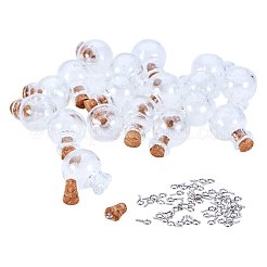 ガラスの瓶のガラスびん  鉄ネジアイピンベイルペグとジュートより糸付き  ミックスカラー  24.5x20mm  容量：2.5ml（0.08液量オンス）&nbsp;AJEW-PH0015-03