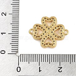 Rack Plating Brass Micro Pave Clear Cubic Zirconia Clover Connector Charms&nbsp;KK-A234-042G