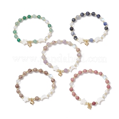 Natural & Synthetic Gemstone Round Beads Stretch Bracelets for Women&nbsp;BJEW-JB11663