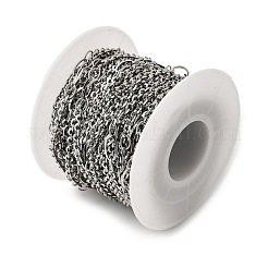 304ステンレススチール楕円リンクチェーン  ハンダ付け  スプールで  ステンレス鋼色  9x4.5x0.8mm&nbsp;CHS-B015-12P