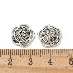 チベット風合金ビーズキャップ  カドミウムフリー＆鉛フリー  花  アンティークシルバー  12.5x2.5mm  穴：1.5mm  約1960個/1000g&nbsp;TIBE-P003-75AS
