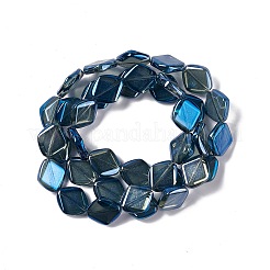 電気メッキガラスビーズセット  パール光沢メッキ  菱形  プルシアンブルー  18x15.5x5mm  穴：1.2mm  約35~37個/連  24.80~25.98インチ（63~66cm）&nbsp;EGLA-L032-PL02