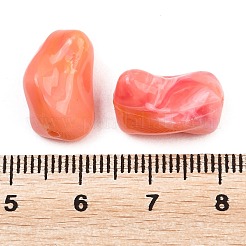 不透明アクリル天然石風ビーズ  ナゲット  ツートン  ライトコーラル  16x11x12mm  穴：1.5mm  約540個/500g&nbsp;OACR-G064-01A