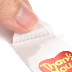1インチの粘着ステッカー  ロールステッカー  thank you文字のハート  パーティーデコラティブプレゼント用  レッド  2.5cm  500PCS /ロール&nbsp;DIY-P037-H01