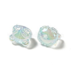 UVメッキレインボー虹色アクリルビーズ  ドル記号付きのクマの頭  ミックスカラー  13.5x16x13.5mm  穴：3.5mm&nbsp;PACR-M002-03