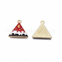 合金エナメルチャーム  カドミウムフリー＆鉛フリー  ライトゴールド  月と三角  ファイヤーブリック  19x20x1.5mm  穴：1.5mm&nbsp;ENAM-S121-170A-RS