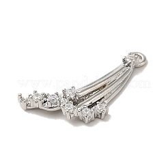 真鍮製マイクロパヴェキュービックジルコニアペンダント  タッセル  プラチナ  21x12.5x3.5mm  穴：1.2mm&nbsp;LS-KK-D091-02P