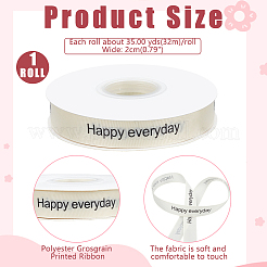 誕生日テーマのポリエステルグログランプリントリボン  ギフト包装用  言葉  3/4インチ（20mm）  約35.00ヤード（32m）/ロール&nbsp;OCOR-WH0058-91A