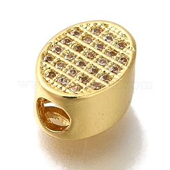 Oval Rack Plating Brass Micro Pave Clear Cubic Zirconia Beads&nbsp;KK-U019-13G