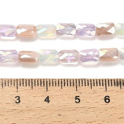 電気メッキガラスビーズセット  長方形  多面カット  ミスティローズ  7x4x3mm  穴：0.8mm  約60~61個/連  15.75''~16.02''（40~40.7センチメートル）&nbsp;EGLA-P068-01A-03