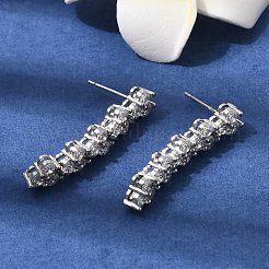 Flat Round Brass Micro Pave Clear Cubic Zirconia Stud Earrings&nbsp;EJEW-H180-12P