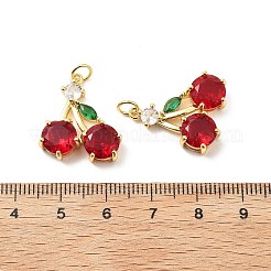 桜の真鍮マイクロキュービックジルコニアペンダントを切り開きます  丸カン付き  ラックめっき  18KGP本金メッキ  鉛フリー＆カドミウムフリー  長持ちメッキ  カラフル  22x18.5x5.5mm  穴：3.3mm&nbsp;X-KK-L237-021G-01