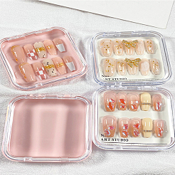 透明なプラスチック製のネイル アート ツール ボックス  両面粘着テープ付き  ミックスカラー  8.7x8.5x1.85cm&nbsp;MRMJ-LP0002-33B-01