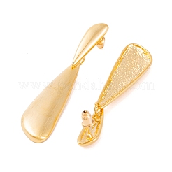 女性用ティアドロップ真鍮ダングルスタッドピアス  18KGP本金メッキ  65x14mm&nbsp;EJEW-G391-18G