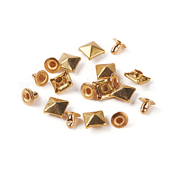 真鍮リベットスタッド  鉄パーツ  財布用  バッグ  ブーツ  革工芸装飾  ゴールドカラー  6x6x3mm&nbsp;KK-WH0033-25G