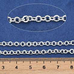 真鍮のテクスチャードローロチェーン  ハンダ付け  スプールで  銀  3.5x1mm&nbsp;CHC-P015-01S