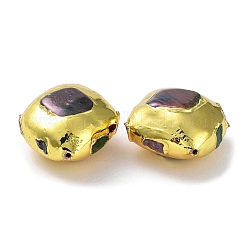 Rack Plating Brass Beads with Dyed Baroque Natural Keshi Pearl&nbsp;KK-K348-19G