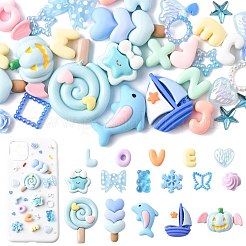 ABSプラスチック製模造真珠、ポリマー粘土、アクリル、樹脂製カボションパーツキット  PPプラスチックピンセットを含む  ミックスカラー  3~34.5x3~27x0.3~11mm&nbsp;DIY-FS0009-76