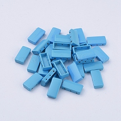 スプレー塗装合金マルチ連リンク  タイル弾性ブレスレット作り用  長方形  空色  16x8x4mm  穴：0.8mm&nbsp;PALLOY-G268-D-049