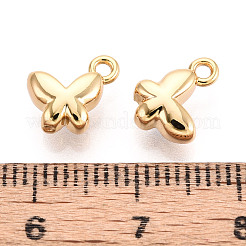 真鍮製チャーム  ニッケルフリー  18KGP本金メッキ  蝶  10x8x4.1mm  穴：1.4mm&nbsp;KK-T078-16G-02