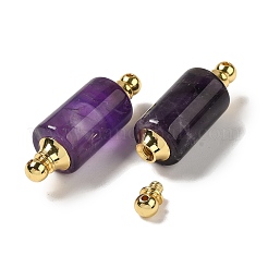 天然アメジスト コネクター チャーム  金メッキ304ステンレススチール製金具付き  列リンク  36x12mm  穴：1.2~1.4mm&nbsp;G-Z039-01G-02