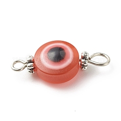 Flat Round Evil Eye Resin Connector Charms&nbsp;PALLOY-JF01799-02
