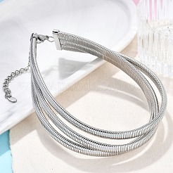 304 Stainless Steel 3-Strand Snake Chain Necklaces for Women&nbsp;NJEW-B122-02P
