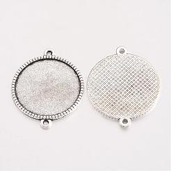 Tibetan Style Alloy Flat Round Cabochon Connector Settings&nbsp;TIBE-Q038-001G-AS-RS