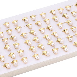 スターブラススタッドピアス  天然パールと  18KGP本金メッキ  15~15.5x10.5mm&nbsp;PEAR-N020-JY01