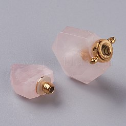 Hexagon Natural Rose Quartz Perfume Bottle Pendants&nbsp;G-H241-03F-G