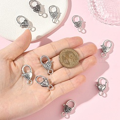 10 個 5 スタイルのチベットスタイル合金カニカン  アンティークシルバー  混合図形  26~27x13.5~15x5.5~6mm  穴：3.5~4mm  2個/スタイル&nbsp;FIND-YW0009-89