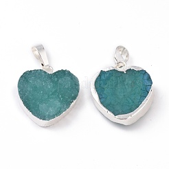 Electroplated Natural Dyed Druzy Quartz Pendants&nbsp;G-I251-03S