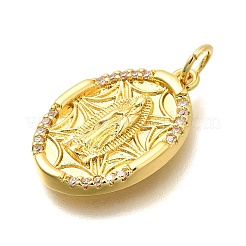 Virgin Mary Brass Micro Pave Cubic Zirconia Pendants&nbsp;KK-S508-42G-01