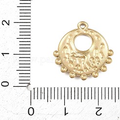 304ステンレスペンダント  テクスチャのあるフラットラウンドいチャーム  ゴールドカラー  19x18x2mm  穴：1.2mm&nbsp;STAS-F361-04G