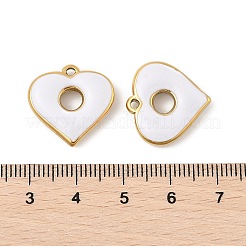 304ステンレススチールエナメルペンダント  ハートチャーム  18KGP本金メッキ  PVD真空メッキ  ホワイト  18x18.5x4mm  穴：1.5mm&nbsp;STAS-P380-06G-03