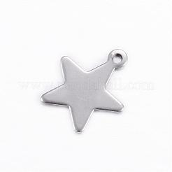 変色しにくい201ステンレススチールチャーム  スター  ステンレス鋼色  15x13x0.6mm  穴：1.4mm&nbsp;STAS-D445-068