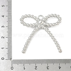 合金ペンダント  ラックめっき  蝶結び  プラチナ  36x37x6mm  穴：2.7mm&nbsp;FIND-L025-12P