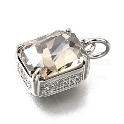Brass Glass Charms&nbsp;KK-V011-32P