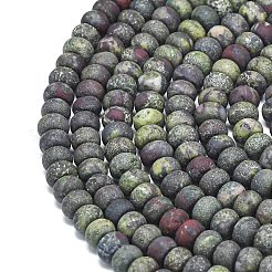 天然石ドラゴンブラッドビーズ連売り  艶消し  ロンデル  6x4mm  穴：1mm  約93~96個/連  14.57''~14.76''（37~37.5センチメートル）&nbsp;G-P575-A14-6x4mm