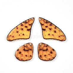 エポキシ樹脂製蝶の羽ペンダント2組（2サイズ）  銀箔で  イヤリング作りに  砂茶色  23~39x19~20x2mm  穴：1mm  2ペア/セット&nbsp;EJEW-TAC0021-03E-01