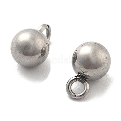 304ステンレススチールチャーム  丸いチャーム  ステンレス鋼色  8x5mm  穴：1.6mm&nbsp;STAS-R138-06P-02