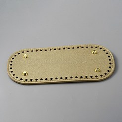 オーバルpuレザー編みかぎ針編みバッグネイルボトムシェイパーパッド  金属釘付き  バッグボトムアクセサリー用  ダークカーキ  21.7x10x0.45~0.95cm  穴：5mm&nbsp;DIY-WH0349-97C