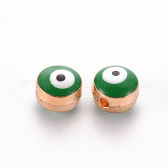 合金エナメルビーズ  ナザールボンジュウ  薄緑  8x6~7mm  穴：1mm&nbsp;ENAM-WH0047-14A-8mm